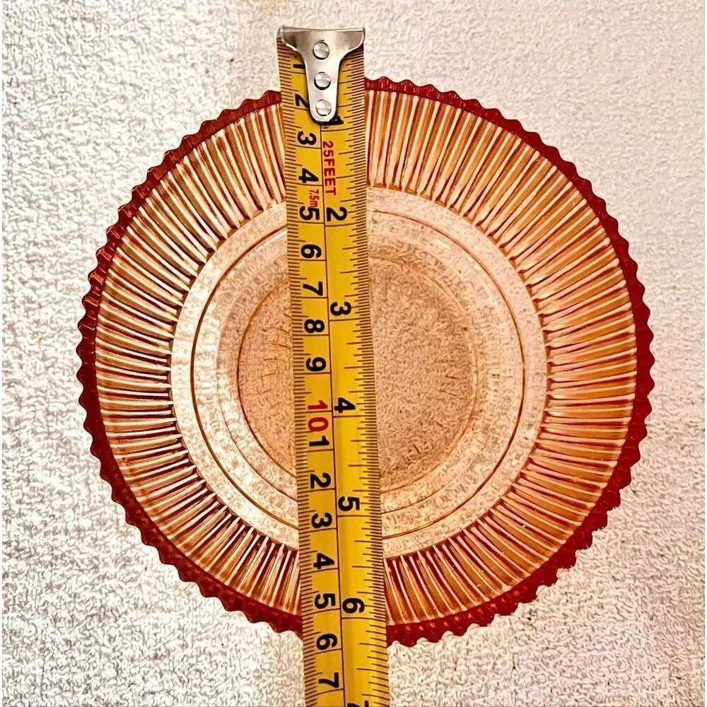 VINTAGE ANCHOR HOCKING QUEEN MARY PINK DEPRESSION RIBBED DESSERT BOWL